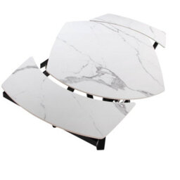 Angel Cerda Modern Oval Barrel Porcelain Marble Dining Table With Black Steel Legs - thumbnail 7
