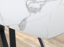 Angel Cerda Modern Oval Barrel Porcelain Marble Dining Table With Black Steel Legs - thumbnail 4