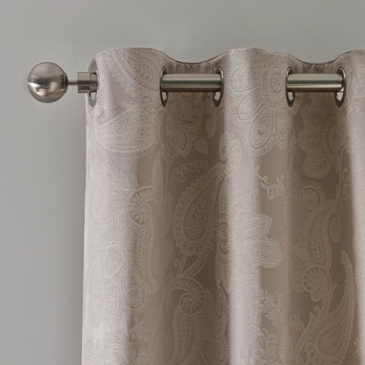 "Catherine Lansfield Opulent Jacquard Fully Lined Ready Made Floral Eyelet Curtains Champagne 66X90""" - image 1