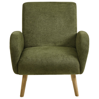 Wyld And Coco Novalux Armchair Green Water-Repellent Fabric With Armrests And Rubberwood Legs - image 1