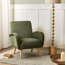 Wyld And Coco Novalux Armchair Green Water-Repellent Fabric With Armrests And Rubberwood Legs - thumbnail 2
