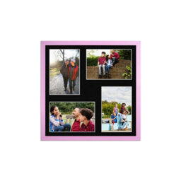 AK Frames 12X12 Pastel Pink Sleek Multi Photo Frame With Black Mount - Holds 4 Apertures (4X) 6X4 Photos