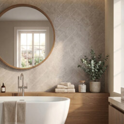 Ener-J Britwall Pvc Shower Panels Pack Of 3 Light Beige Herringbone Waterproof Bathroom Wall Cladding 2400X1000X10mm - thumbnail 4