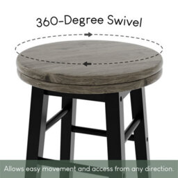 Lassic Chef Vida Wooden Revolving Black Bar Stool - Set Of 2 - thumbnail 3