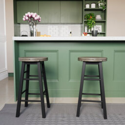 Lassic Chef Vida Wooden Revolving Black Bar Stool - Set Of 2 - thumbnail 1