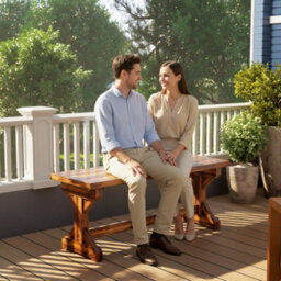 Outsunny Wooden Garden Bench, Rustic Backless Outdoor Loveseat, Carbonised - thumbnail 9