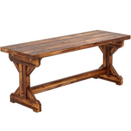Outsunny Wooden Garden Bench, Rustic Backless Outdoor Loveseat, Carbonised - thumbnail 2