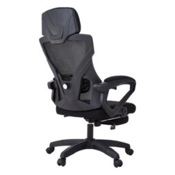 Living And Home High Back Black Gaming Chair With Footrest - thumbnail 4