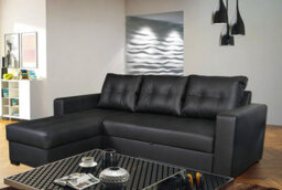 Tommy Corner Sofa Bed Black Faux Leather Right Left Corner