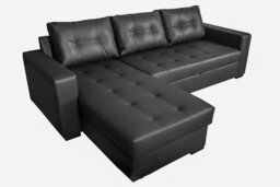 Tommy Corner Sofa Bed Black Faux Leather Right Left Corner - thumbnail 2