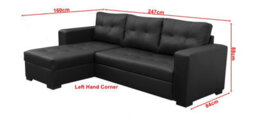 Tommy Corner Sofa Bed Black Faux Leather Right Left Corner - thumbnail 5