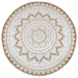 Berkfield Durable Area Rug Braided Jute Printed 180 Cm Round - thumbnail 2