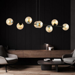 Emibig Lighting Emibig Rossi Pendant Lamp  8 X E14 Black With Amber Shade - thumbnail 3