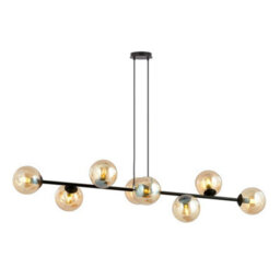 Emibig Lighting Emibig Rossi Pendant Lamp  8 X E14 Black With Amber Shade - thumbnail 1
