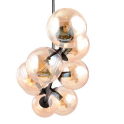 Emibig Lighting Emibig Rossi Pendant Lamp  8 X E14 Black With Amber Shade - thumbnail 6