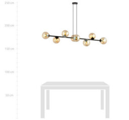 Emibig Lighting Emibig Rossi Pendant Lamp  8 X E14 Black With Amber Shade - thumbnail 5