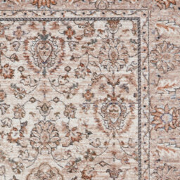 Beige Traditional Bordered Floral 10mm Thick Stain-Resistant Rug For Bedroom, Living Room, & Dining Room-80Cm X 300Cm (Runner) - thumbnail 4