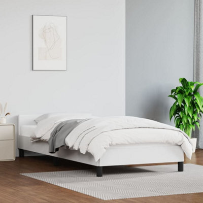 Berkfield Bed Frame With Headboard White 90X190Cm 3Ft Single Faux Leather - image 1