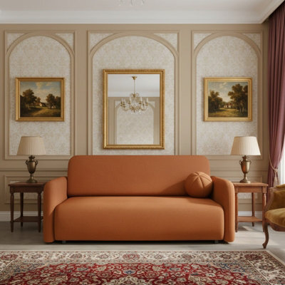 Viva Sun Iv Sofa Bed With Sleeping Function And Storage Compartment Chipboard Metal Legs 170X103X85Cm Orange - image 1