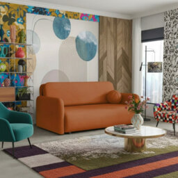 Viva Sun Iv Sofa Bed With Sleeping Function And Storage Compartment Chipboard Metal Legs 170X103X85Cm Orange - thumbnail 2