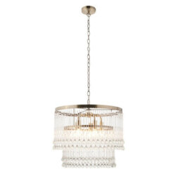 Luminosa Lighting Luminosa Genevieve Pendant Ceiling Light Antique Brass Plate & Clear Crystal Glass 5X E14 - thumbnail 6