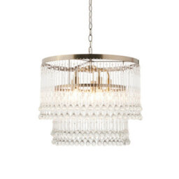 Luminosa Lighting Luminosa Genevieve Pendant Ceiling Light Antique Brass Plate & Clear Crystal Glass 5X E14 - thumbnail 1