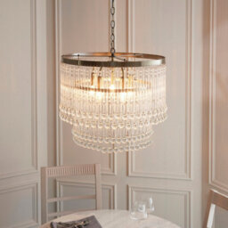 Luminosa Lighting Luminosa Genevieve Pendant Ceiling Light Antique Brass Plate & Clear Crystal Glass 5X E14 - thumbnail 3