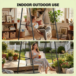 Outsunny Hammock Chair Stand Only, Hanging Chair Stand, 150 Kg Load, Black - thumbnail 6