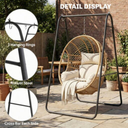 Outsunny Hammock Chair Stand Only, Hanging Chair Stand, 150 Kg Load, Black - thumbnail 7