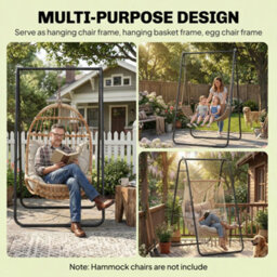 Outsunny Hammock Chair Stand Only, Hanging Chair Stand, 150 Kg Load, Black - thumbnail 5