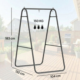 Outsunny Hammock Chair Stand Only, Hanging Chair Stand, 150 Kg Load, Black - thumbnail 3