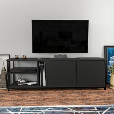 Decorotika Primrose Tv Stand Tv Unit For Tv's Up To 72 Inch Black And Anthracite - image 1