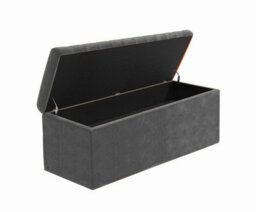 150Cm Large Plain Safar Storage Ottoman Box, Steel Grey  Plush Velvet Upholstered Deep Storage Ottoman End Of Bed Bench - thumbnail 5