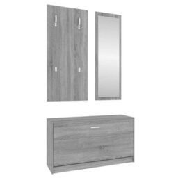 Berkfield 3-In-1 Shoe Cabinet Set Grey Sonoma Engineered Wood - thumbnail 5