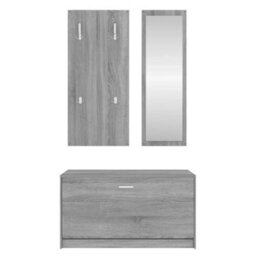 Berkfield 3-In-1 Shoe Cabinet Set Grey Sonoma Engineered Wood - thumbnail 6