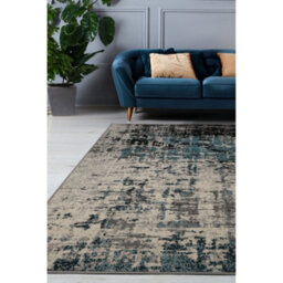 Melrose Abstract Faded Design Grey Teal Blended Colours Indoor Medium Area Rug 120X170Cm - thumbnail 1