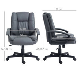 Faux Leather Home Office Chair Mid Back Desk Chair With Arms Dark Grey - thumbnail 2