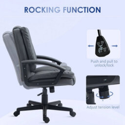 Faux Leather Home Office Chair Mid Back Desk Chair With Arms Dark Grey - thumbnail 5