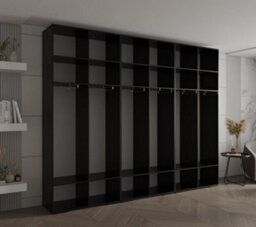 Arte Elegant Spacious Inova Ii Hinged Door Black Wardrobe W3000mm H2370mm D470mm - Stylish Storage Solution With Gold Round Handles - thumbnail 4
