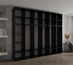 Arte Elegant Spacious Inova Ii Hinged Door Black Wardrobe W3000mm H2370mm D470mm - Stylish Storage Solution With Gold Round Handles - thumbnail 5