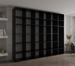 Arte Elegant Spacious Inova Ii Hinged Door Black Wardrobe W3000mm H2370mm D470mm - Stylish Storage Solution With Gold Round Handles - thumbnail 6