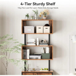 Shelves Bookcase With 5 Shelves Fabric Drawers Freestanding - thumbnail 4