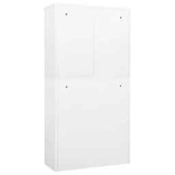 Berkfield Office Cabinet White 90X40X180 Cm Steel And Tempered Glass - thumbnail 5