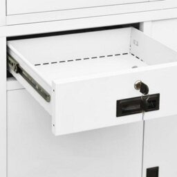 Berkfield Office Cabinet White 90X40X180 Cm Steel And Tempered Glass - thumbnail 9