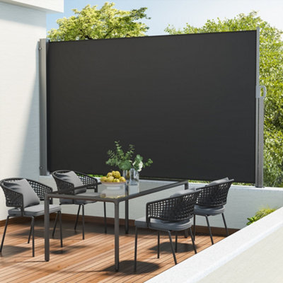 Living And Home Grey Outdoor Garden Retractable Sun Protection Sunshade Privacy Screen Side Awning 300 X 180 Cm - image 1