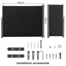 Living And Home Grey Outdoor Garden Retractable Sun Protection Sunshade Privacy Screen Side Awning 300 X 180 Cm - thumbnail 6