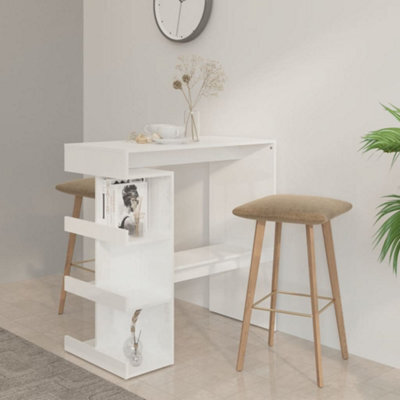 Berkfield Bar Table With Storage Rack High Gloss White 100X50X101.5 Cm - image 1