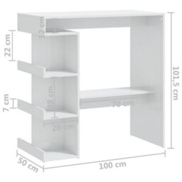 Berkfield Bar Table With Storage Rack High Gloss White 100X50X101.5 Cm - thumbnail 7