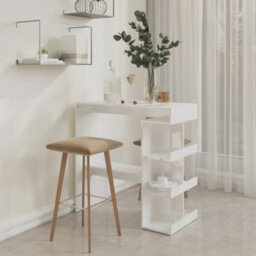 Berkfield Bar Table With Storage Rack High Gloss White 100X50X101.5 Cm - thumbnail 3
