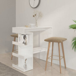 Berkfield Bar Table With Storage Rack High Gloss White 100X50X101.5 Cm - thumbnail 1